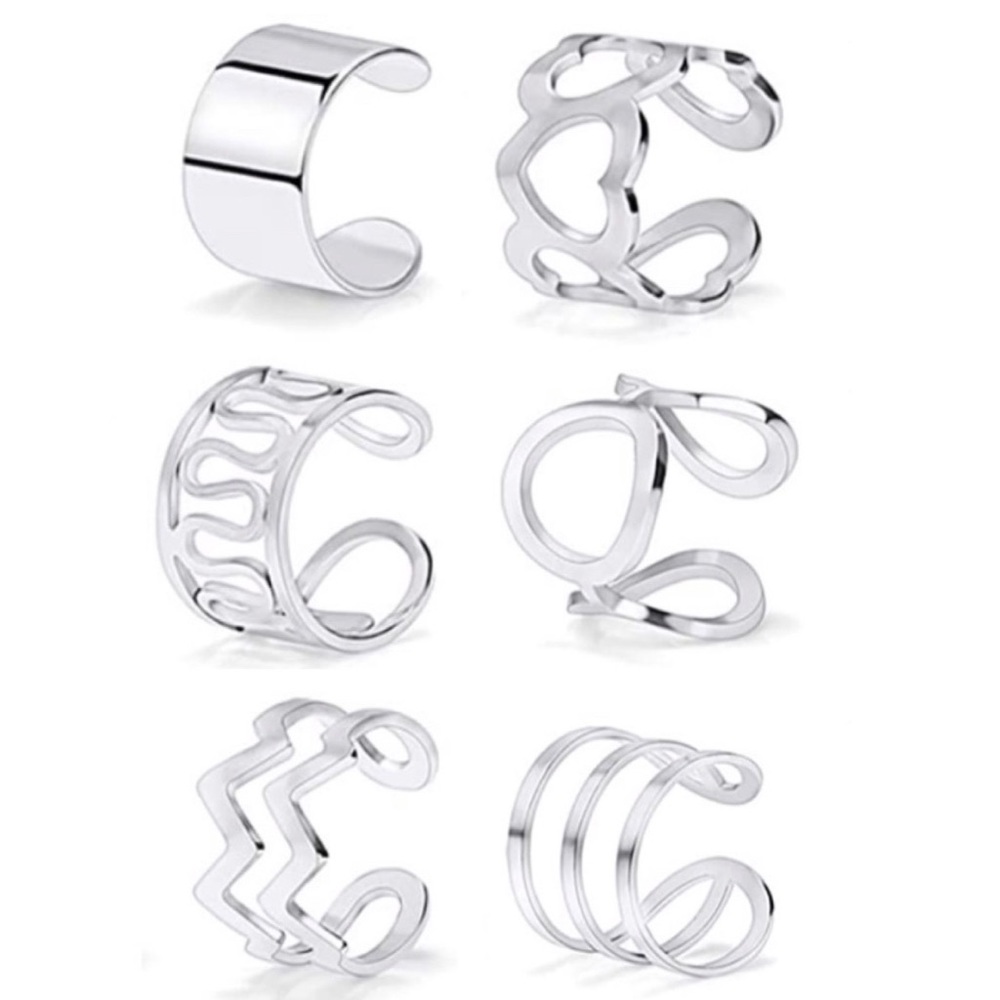 Set of 6 Silver Ear Cuffs